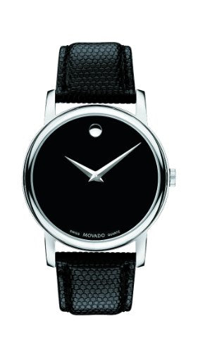 Movado Museum Black Dial Black Leather Strap Watch For Men - 2100002