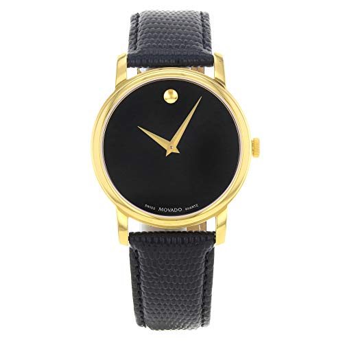 Movado Museum Black Dial Black Leather Strap Watch For Men - 2100005