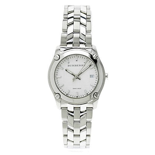 Burberry Heritage Check White Dial Silver Stainless Steel Strap Watch for Women - BU1853