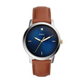 Fossil The Minimalist 3H Blue Dial Brown Leather Strap Watch for Men - FS5499