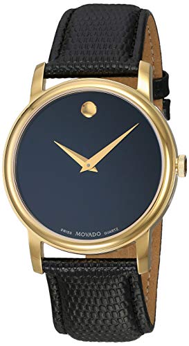 Movado Museum Black Dial Black Leather Strap Watch For Men - 2100005