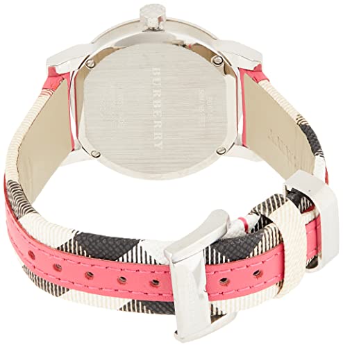 Burberry The City White Dial Pink Haymarket Leather Strap Watch for Women - BU9149