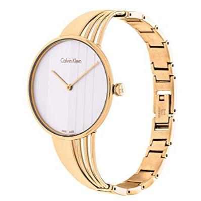 Calvin Klein Drift Silver Dial Gold Steel Strap Watch for Women - K6S2N516