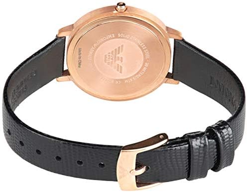 Emporio Armani Kappa Mother of Pearl Dial Black Leather Strap Watch For Women - AR80011