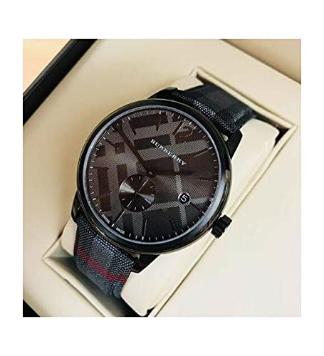 Burberry The Classic Round Horseferry Black Dial Black Leather Strap Watch for Men - BU10010