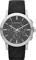 Burberry The City Grey Dial Black Leather Strap Watch for Men - BU9359