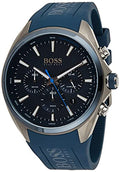 Hugo Boss Distinct Chronograph Blue Dial Blue Rubber Strap Watch for Men - 1513856