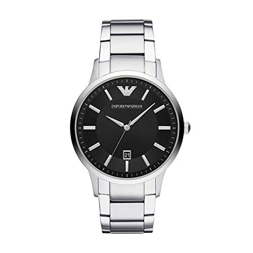 Emporio Armani Sportivo Black Dial Silver Steel Strap Watch For Men - AR2457