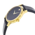 Movado Museum Black Dial Black Leather Strap Watch For Men - 2100005