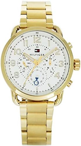 Tommy Hilfiger Quartz White Dial Gold Steel Strap Watch for Men - 1791455