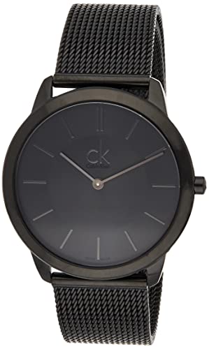 Calvin Klein Minimal Black Dial Black Mesh Bracelet Watch for Men - K3M214B1