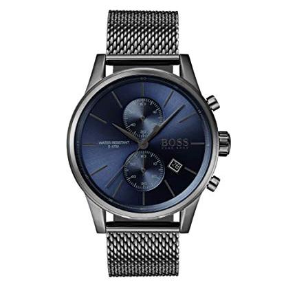 Hugo Boss Jet Chronograph Blue Dial Gunmetal Grey Mesh Bracelet Watch for Men - 1513677