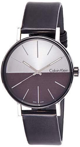 Calvin Klein Boost White Black Dial Black Leather Strap Watch for Men - K7Y21CCX