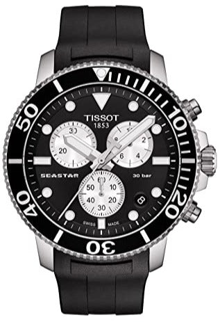 Tissot Seaster 1000 Chronograph Black Dial Black Rubber Strap Watch For Men - T120.417.17.051.00