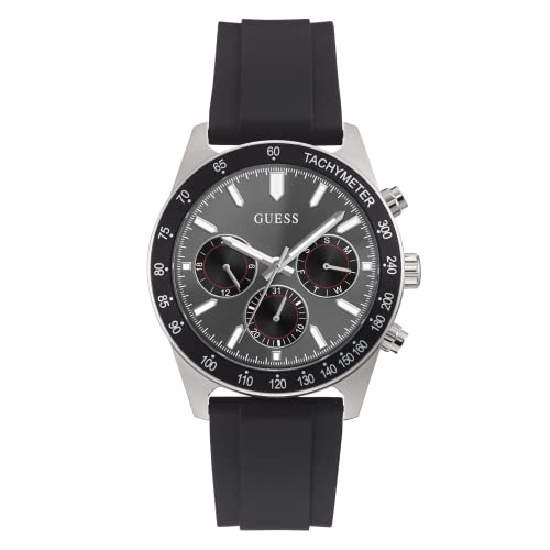 Guess Altitude Chronograph Black Dial Black Rubber Strap Watch for Men - GW0332G1