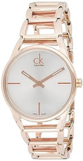 Calvin Klein Stately White Dial Rose Gold Steel Strap Watch for Women - K3G23626