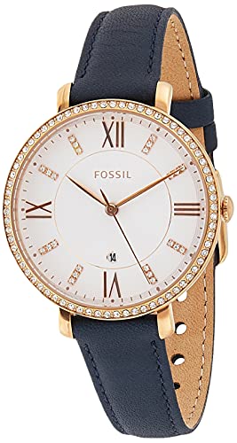 Fossil Jacqueline White Dial Blue Leather Strap Watch for Women - ES4291