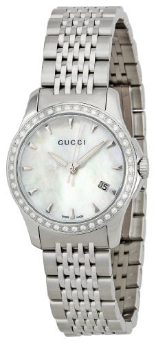 Gucci G Timeless Diamonds Mother of Pearl Dial Silver Steel Strap Watch For Women - YA126506