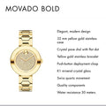 Movado Bold Crystal Gold Dial Gold Steel Strap Watch For Women - 3600492