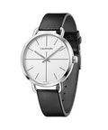 Calvin Klein Even Silver Dial Black Leather Strap Watch for Men - K7B211CY