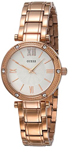 Guess Park Ave White Dial Rose Gold Steel Strap Watch for Women - W0767L3