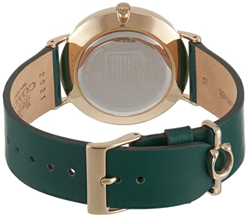 Coach Green Dial Green Leather Strap Watch for Women - 14503383