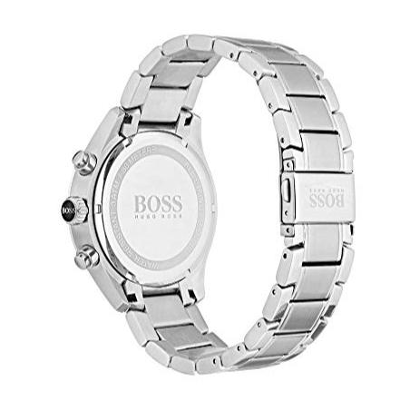 Hugo Boss Grand Prix Black Dial Silver Steel Strap Watch for Men - 1513477