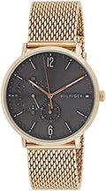 Tommy Hilfiger Brooklyn Grey Dial Gold Mesh Bracelet Watch for Men - 1791506