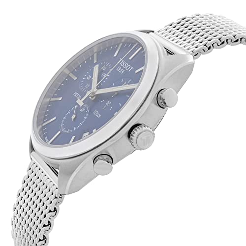 Tissot PR 100 Chronograph Blue Dial Silver Mesh Bracelet Watch for Men - T101.417.11.041.00