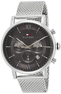 Tommy Hilfiger Evan Grey Dial Silver Mesh Bracelet Watch for Men - 1710396