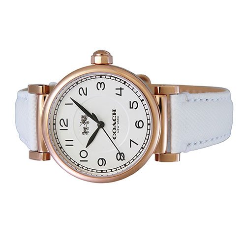 Coach Madison White Dial White Leather Strap Watch for Women - 14502408