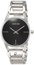 Calvin Klein Stately Black Dial Silver Steel Strap Watch for Women - K3G23121