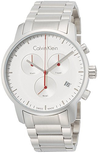 Calvin Klein City Chronograph White Dial Silver Steel Strap Watch for Men - K2G271Z6