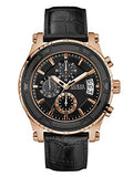 Guess Pinnacle Chronograph Quartz Black Dial Black Leather Strap Watch For Men - W0673G5