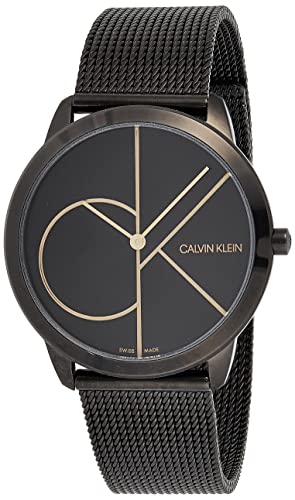 Calvin Klein Minimal Black Dial Black Mesh Bracelet Watch for Men - K3M214X1