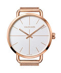 Calvin Klein Even White Dial Rose Gold Mesh Bracelet Watch for Women - K7B21626