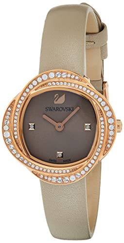 Swarovski Crystal Flower Grey Dial Grey Leather Strap Watch for for Women - 5552424