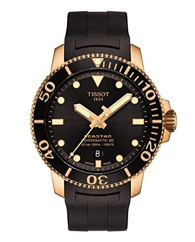 Tissot Seastar 1000 Powermatic 80 Black Dial Black Rubber Strap Watch for Men - T120.407.37.051.01