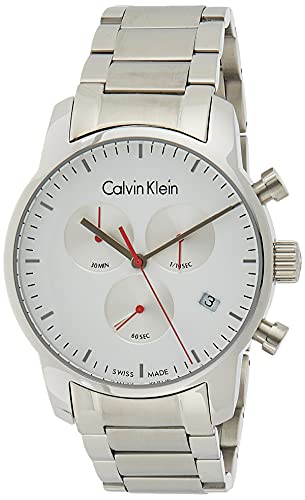 Calvin Klein City Chronograph White Dial Silver Steel Strap Watch for Men - K2G271Z6