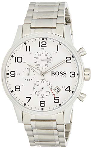 Hugo Boss Aeroliner Chronograph White Dial Silver Steel Strap Watch for Men - 1513182