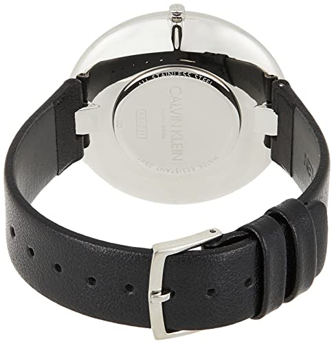 Calvin Klein Full Moon Black Dial Black Leather Strap Watch for Women - K8Y231C1