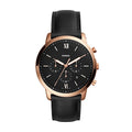 Fossil Neutra Chronograph Black Dial Black Leather Strap Watch for Men - FS5381