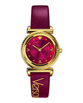 Versace V-Motif Red Dial Red Leather Strap Watch for Women - VERE00418