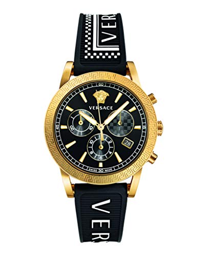 Versace Sports Tech Chronograph Black Dial Black Rubber Strap Watch for Men - VELT00119