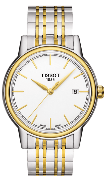 Tissot T Classic Carson Quartz White Dial Two Tone Steel Strap Watch for Men - T085.410.22.011.00