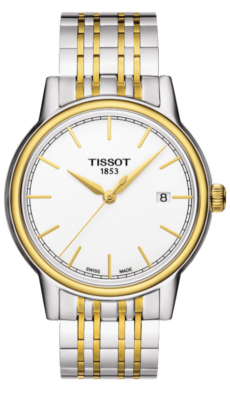Tissot T Classic Carson Quartz White Dial Two Tone Steel Strap Watch for Men - T085.410.22.011.00