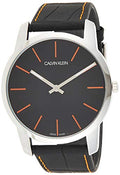 Calvin Klein City Black Dial Black Leather Strap Watch for Men - K2G211C1