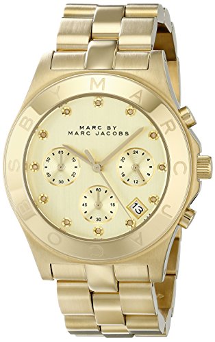 Marc Jacobs Blade Gold Dial Gold Stainless Steel Strap Watch for Women - MBM3101