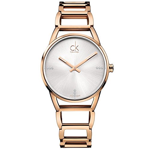 Calvin Klein Stately White Dial Gold Steel Strap Watch for Women - K3G2362W