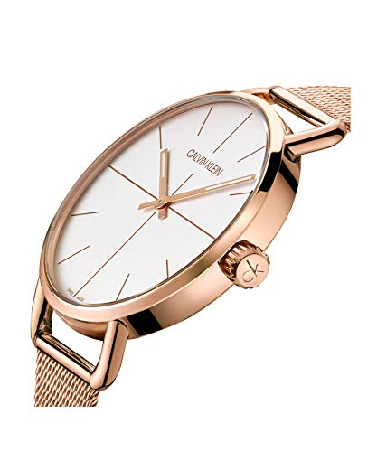 Calvin Klein Even White Dial Rose Gold Mesh Bracelet Watch for Women - K7B21626